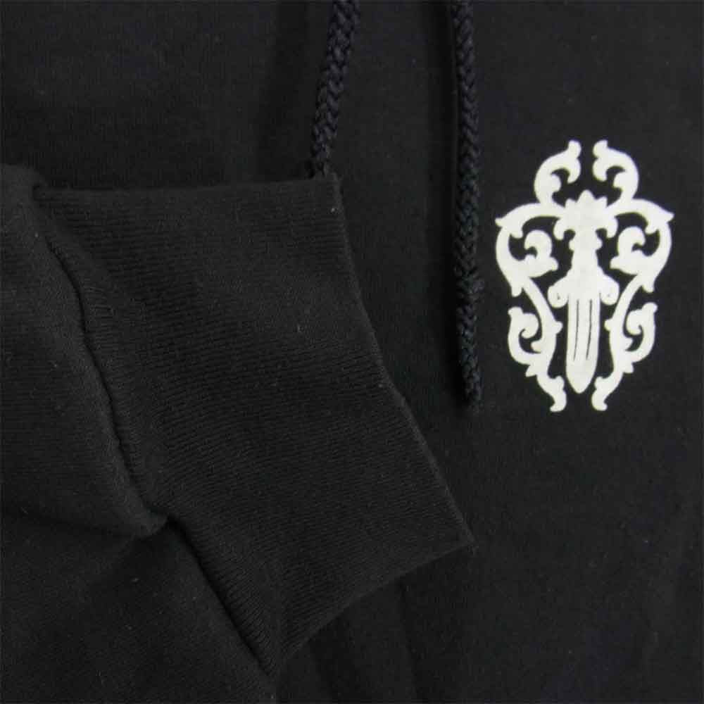 CHROME HEARTS クロムハーツ（原本無） ダガー アーム プリント 裏地サーマル プルオーバー パーカー ブラック系 M【中古】