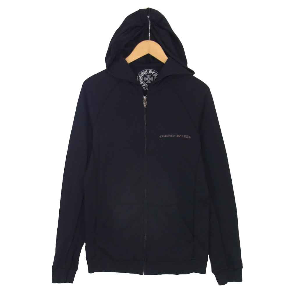 CHROME HEARTS クロムハーツ（原本無） 001-064339  国内正規品 バック クロス プリント ダガー ジップ パーカー ブラック系 S【中古】
