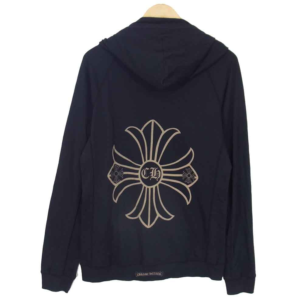 CHROME HEARTS クロムハーツ（原本無） 001-064339  国内正規品 バック クロス プリント ダガー ジップ パーカー ブラック系 S【中古】