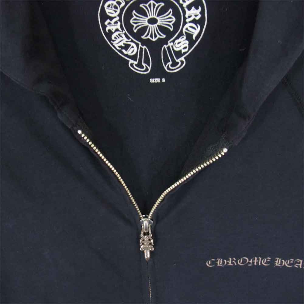 CHROME HEARTS クロムハーツ（原本無） 001-064339  国内正規品 バック クロス プリント ダガー ジップ パーカー ブラック系 S【中古】