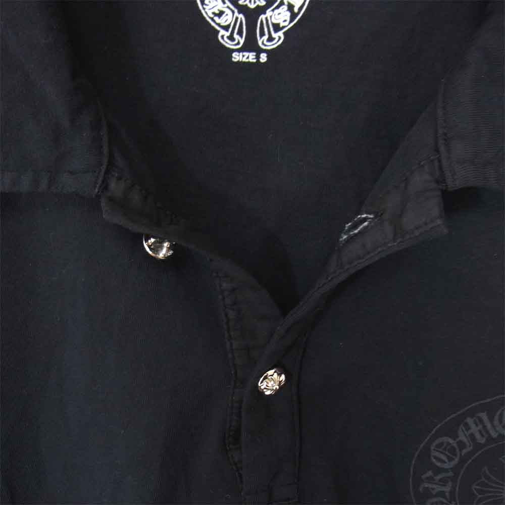 クロムハーツ　半袖ポロシャツ　ブラック　シルバーボタン