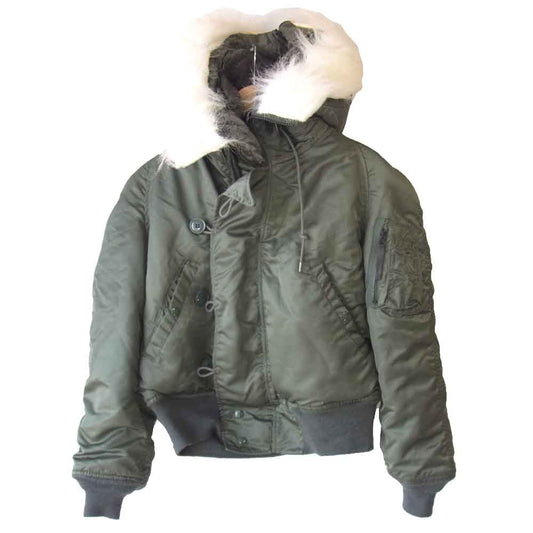 ALPHA アルファ 86年製 USAF N-2B フライトジャケット IDEALジップ MIL-P-6278G カーキ系 S【中古】