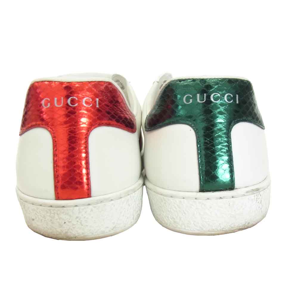 GUCCI グッチ 456230 Embroidered Snake エンブロイダリー スネーク ローカットスニーカー ホワイト系 グリーン系 6.5【中古】