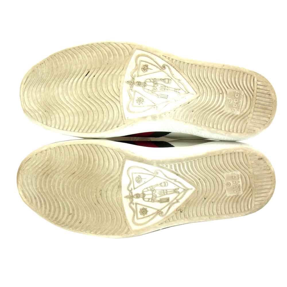 GUCCI グッチ 456230 Embroidered Snake エンブロイダリー スネーク ローカットスニーカー ホワイト系 グリーン系 6.5【中古】