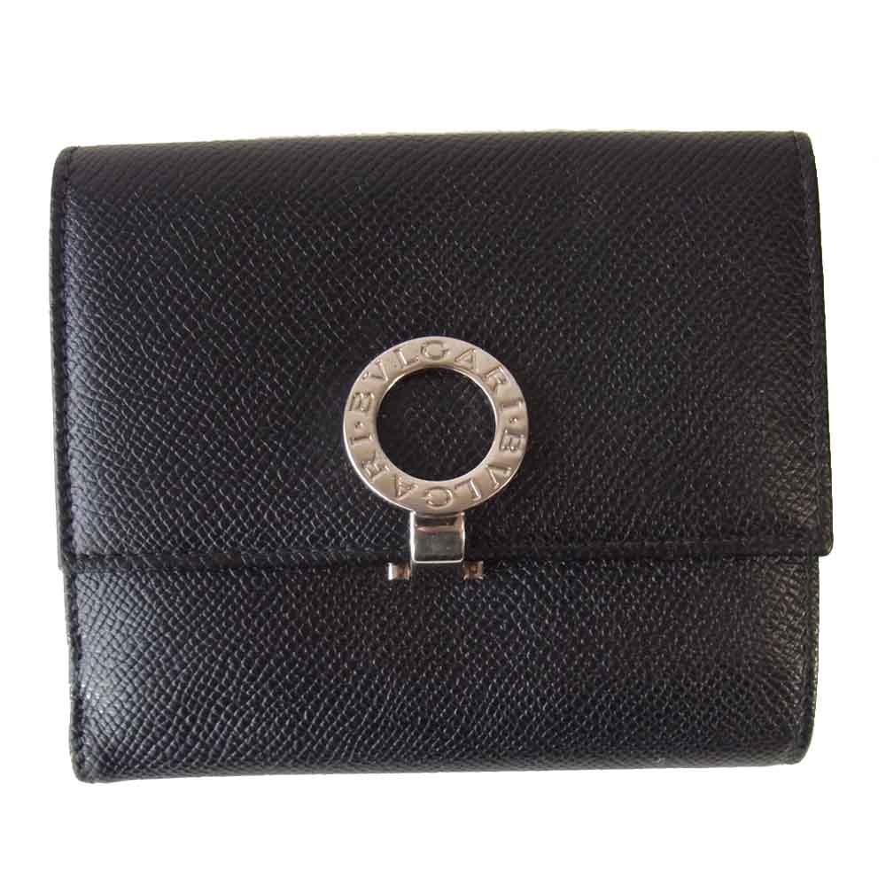 BVLGARI ブルガリ 30410 Womans wallet 2 folds with ID window and with clip レザーウォレット ブラック系【中古】