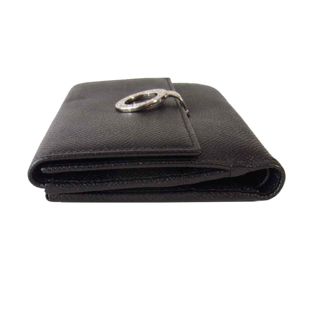 BVLGARI ブルガリ 30410 Womans wallet 2 folds with ID window and with clip レザーウォレット ブラック系【中古】