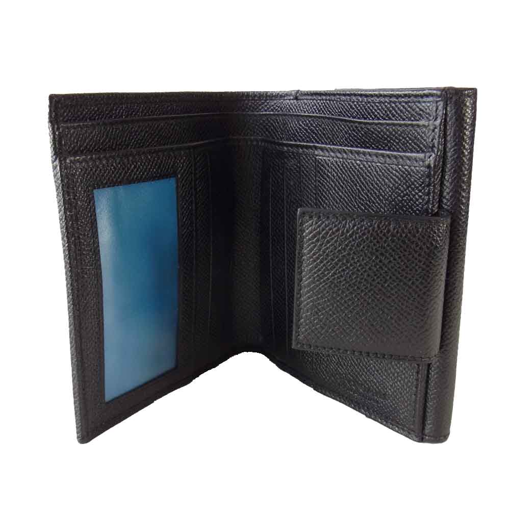 BVLGARI ブルガリ 30410 Womans wallet 2 folds with ID window and with clip レザーウォレット ブラック系【中古】