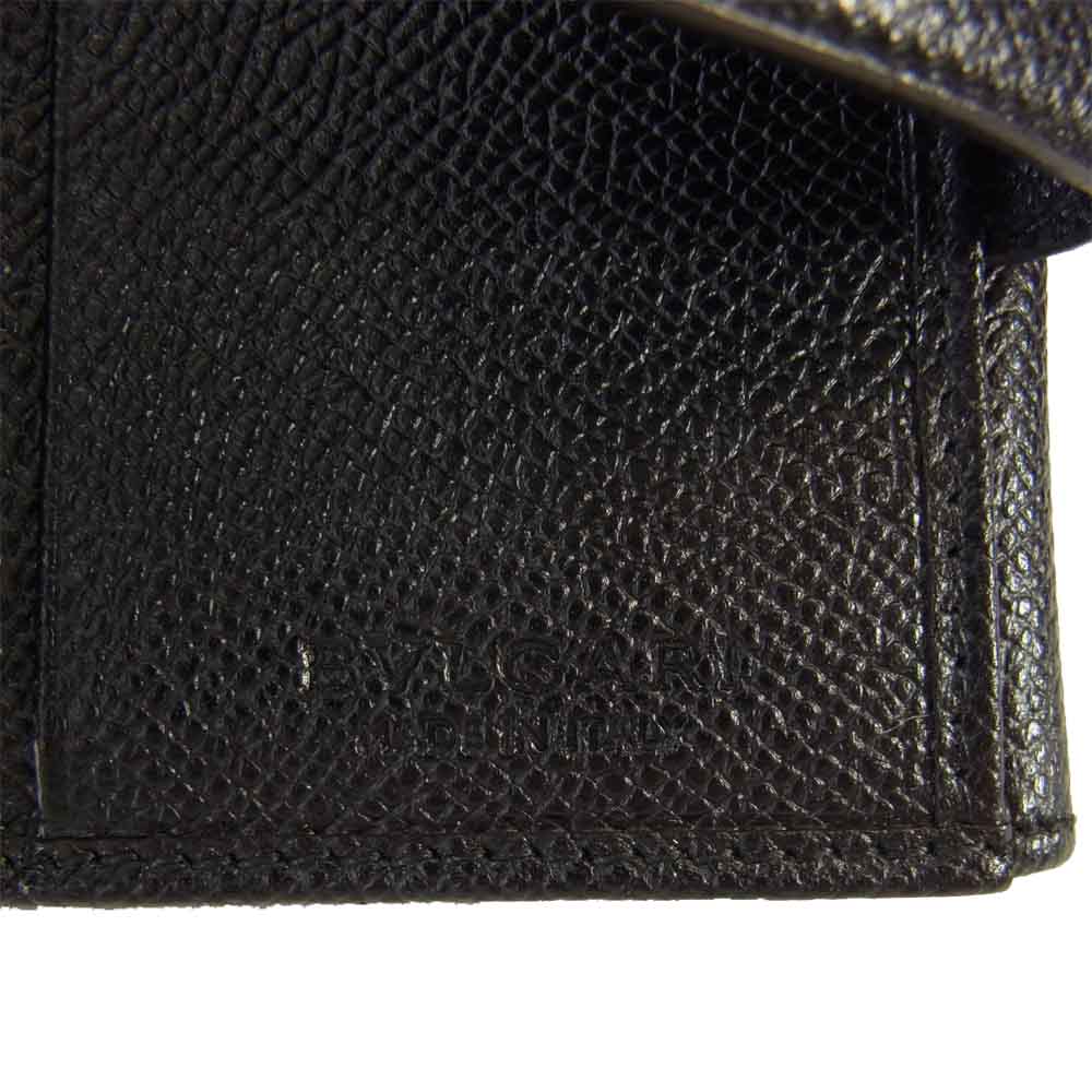 BVLGARI ブルガリ 30410 Womans wallet 2 folds with ID window and with clip レザーウォレット ブラック系【中古】