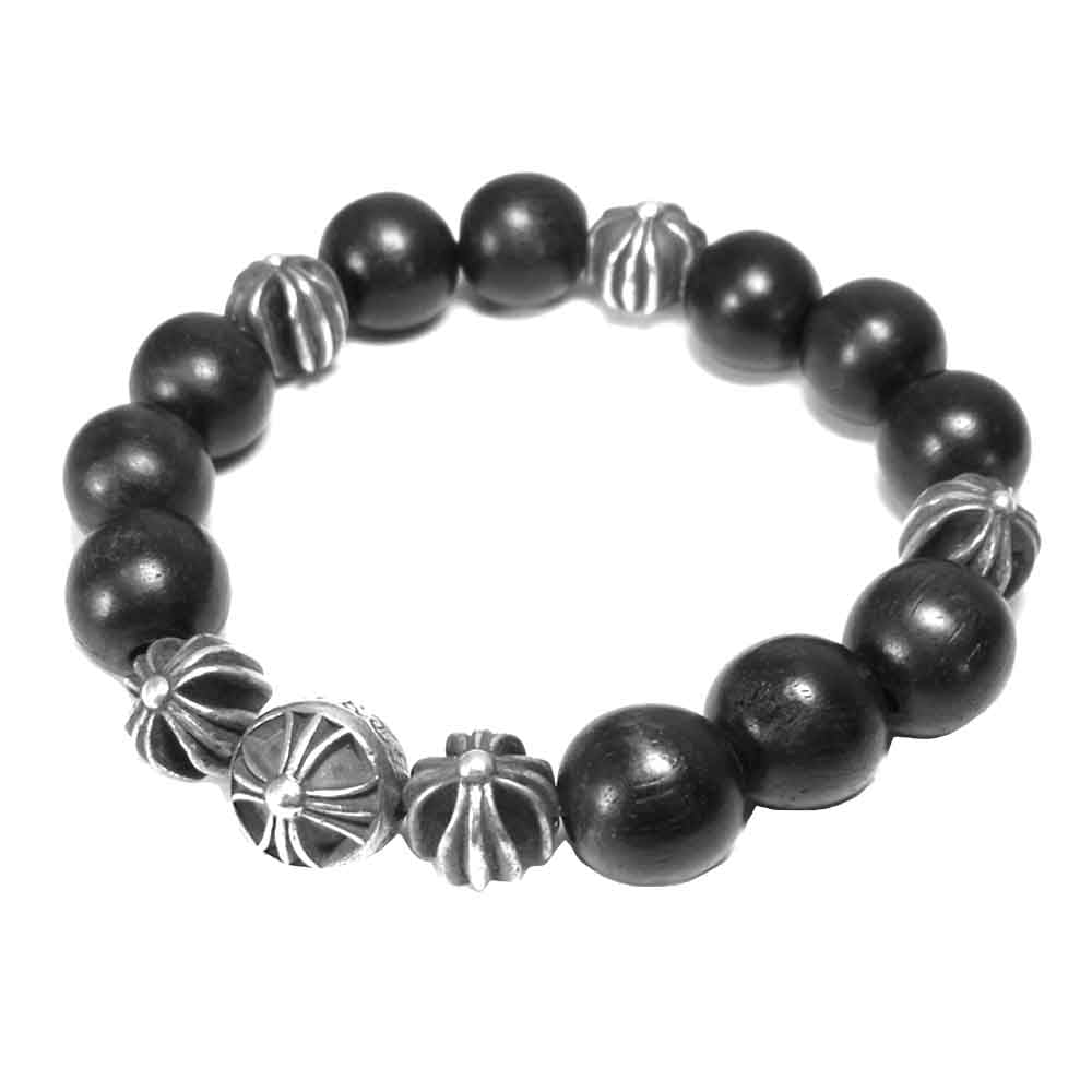CHROME HEARTS クロムハーツ（原本無） 12mm BEAD ウッド ビーズ ブレスレット ブラック系【中古】