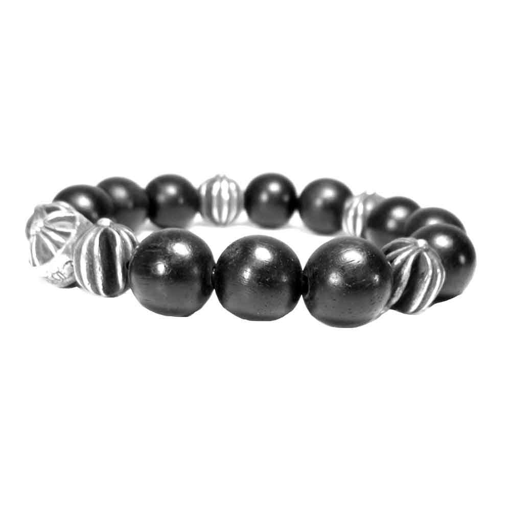 CHROME HEARTS クロムハーツ（原本無） 12mm BEAD ウッド ビーズ ブレスレット ブラック系【中古】