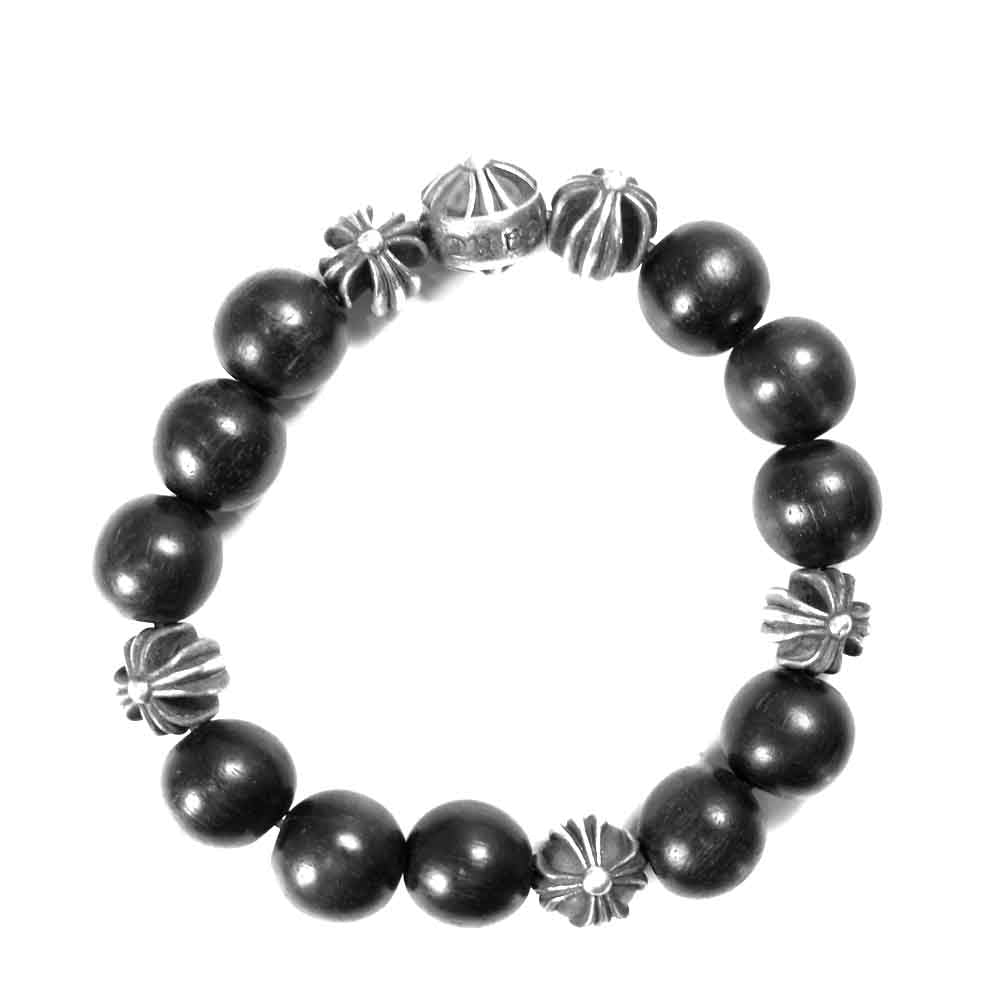 CHROME HEARTS クロムハーツ（原本無） 12mm BEAD ウッド ビーズ ブレスレット ブラック系【中古】