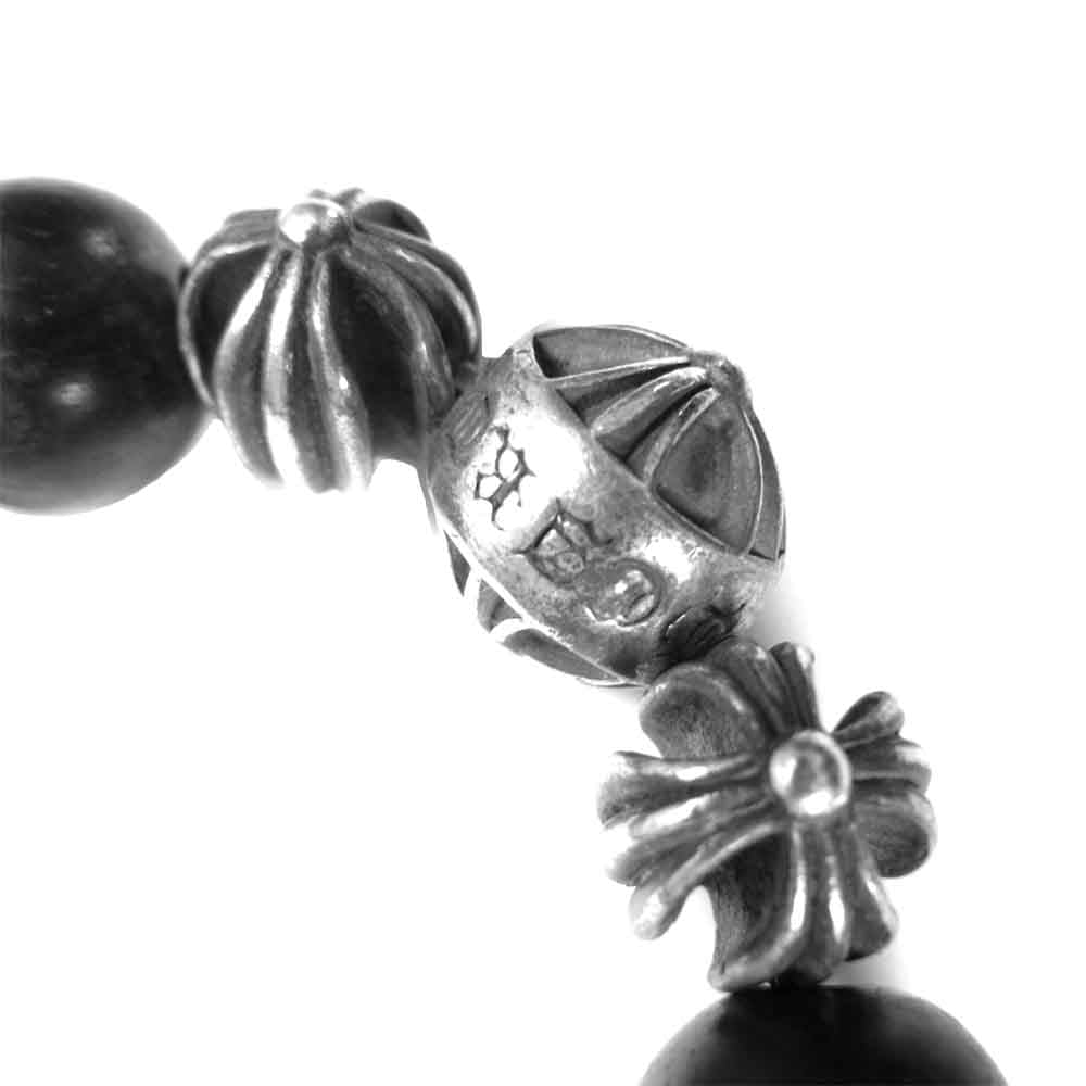CHROME HEARTS クロムハーツ（原本無） 12mm BEAD ウッド ビーズ ブレスレット ブラック系【中古】