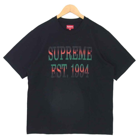 Supreme シュプリーム 20SS Cotton Mesh Gradient Logo S/S Top グラディエント ロゴ 半袖Tシャツ ブラック系 レッド系 M【中古】