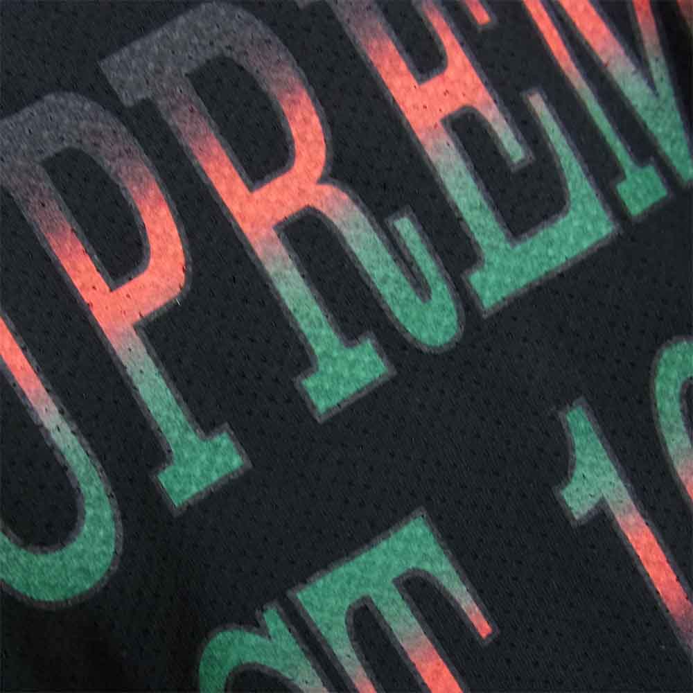 Supreme シュプリーム 20SS Cotton Mesh Gradient Logo S/S Top グラディエント ロゴ 半袖Tシャツ ブラック系 レッド系 M【中古】