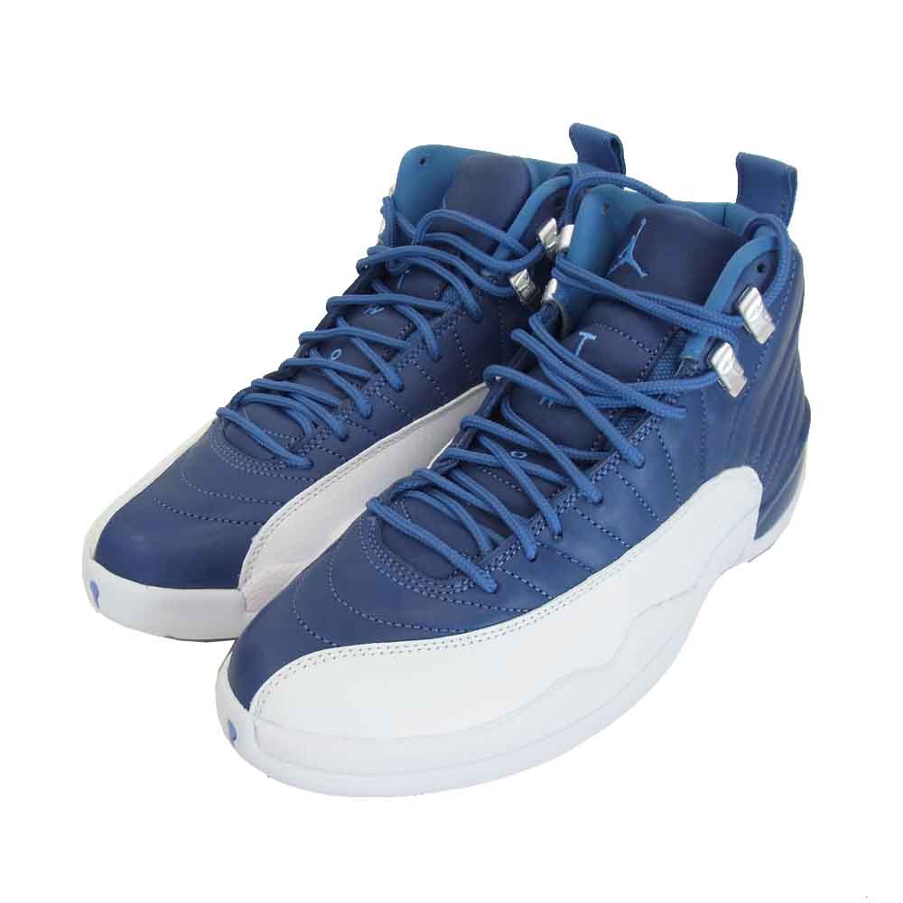 NIKE ナイキ 130690-404 AIR JORDAN 12 エアジョーダン 12 RETRO レトロ STONE BLUE ストーンブルー スニーカー ブルー系 ホワイト系【新古品】【未使用】【中古】