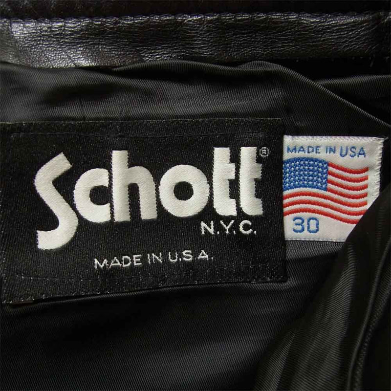 schott ショット IDEAL ジップ レザー パンツ アメリカ製 ブラック系 30【中古】