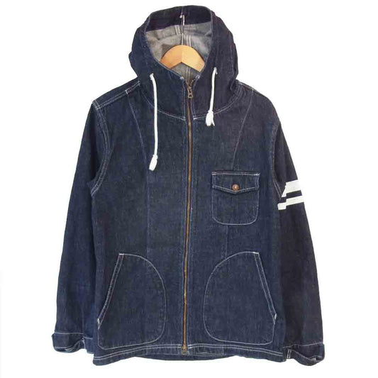 MOMOTARO JEANS 桃太郎ジーンズ 出陣 8oz デニム ジップアップ パーカー インディゴブルー系 38【中古】