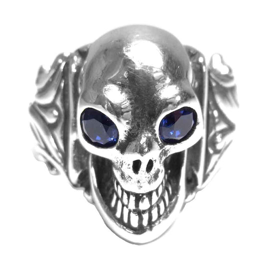 BILL WALL LEATHER ビルウォールレザー ギャラ付 ゴシッククロス ヴィンテージスカル リング ブルーストーン カスタム シルバー系【中古】