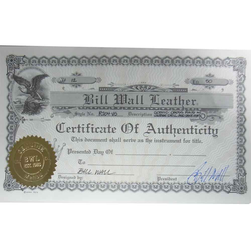 BILL WALL LEATHER ビルウォールレザー ギャラ付 ゴシッククロス ヴィンテージスカル リング ブルーストーン カスタム シルバー系【中古】