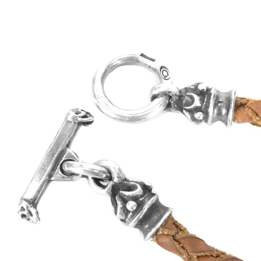 GABOR ガボール ギャラ付 ブルドッグ ヘッド ヌードル レザー カスタム ネックレス  ライトブラウン系【中古】