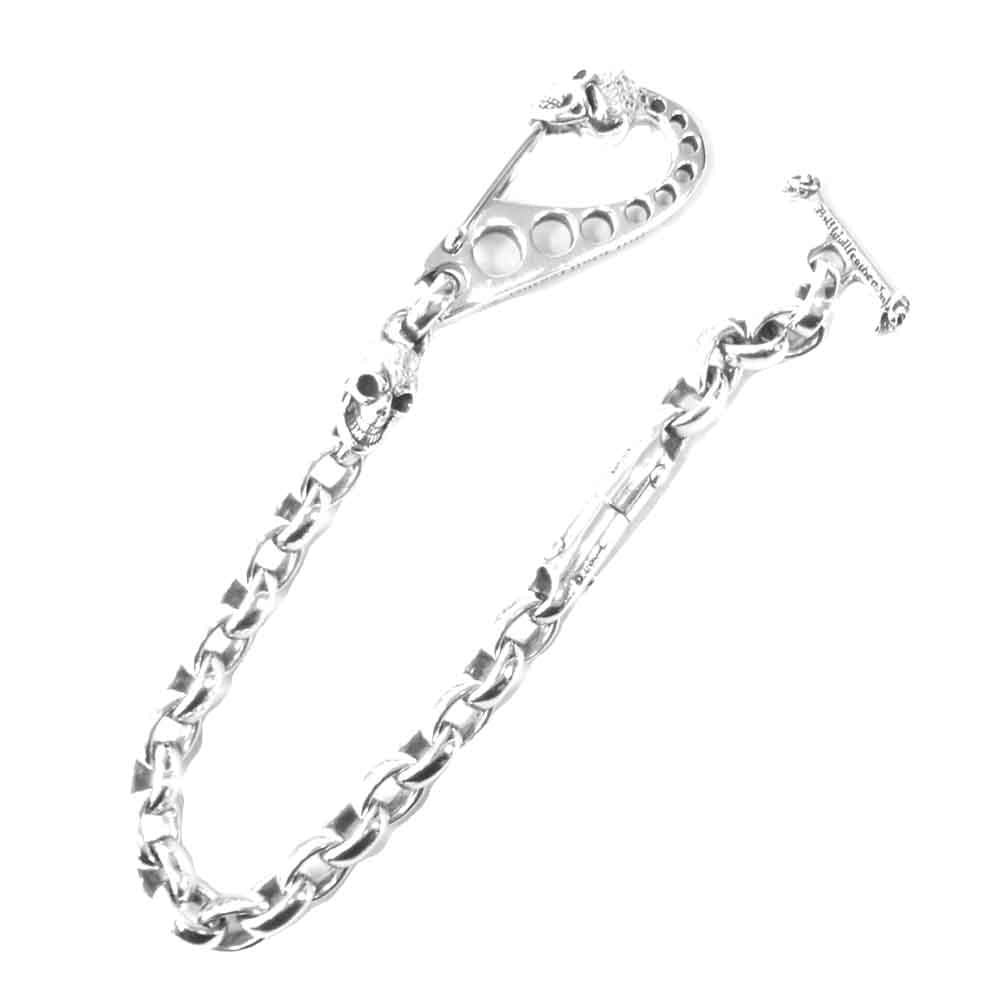 BILL WALL LEATHER ビルウォールレザー ヴィンテージスカル チェーンリンク スカルクリップ スカルTバー ウォレットチェーン シルバー系【中古】