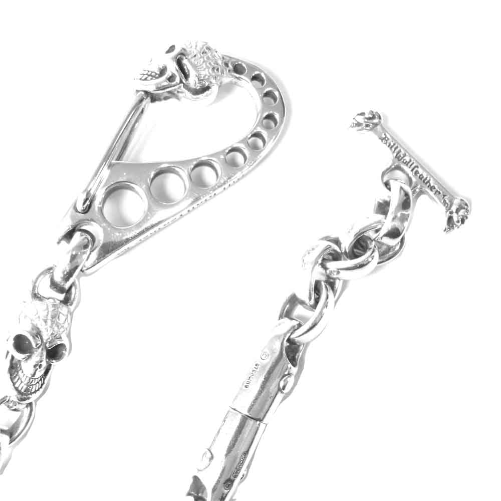 BILL WALL LEATHER ビルウォールレザー ヴィンテージスカル チェーンリンク スカルクリップ スカルTバー ウォレットチェーン シルバー系【中古】
