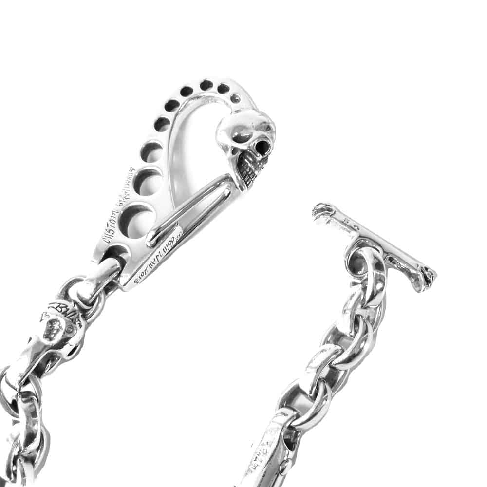 BILL WALL LEATHER ビルウォールレザー ヴィンテージスカル チェーンリンク スカルクリップ スカルTバー ウォレットチェーン シルバー系【中古】