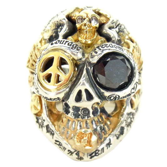 BILL WALL LEATHER ビルウォールレザー ギャラ付 18Kスカルw/ダイヤ アルティメット マスタースカル リング シルバー系 ゴールド系【中古】