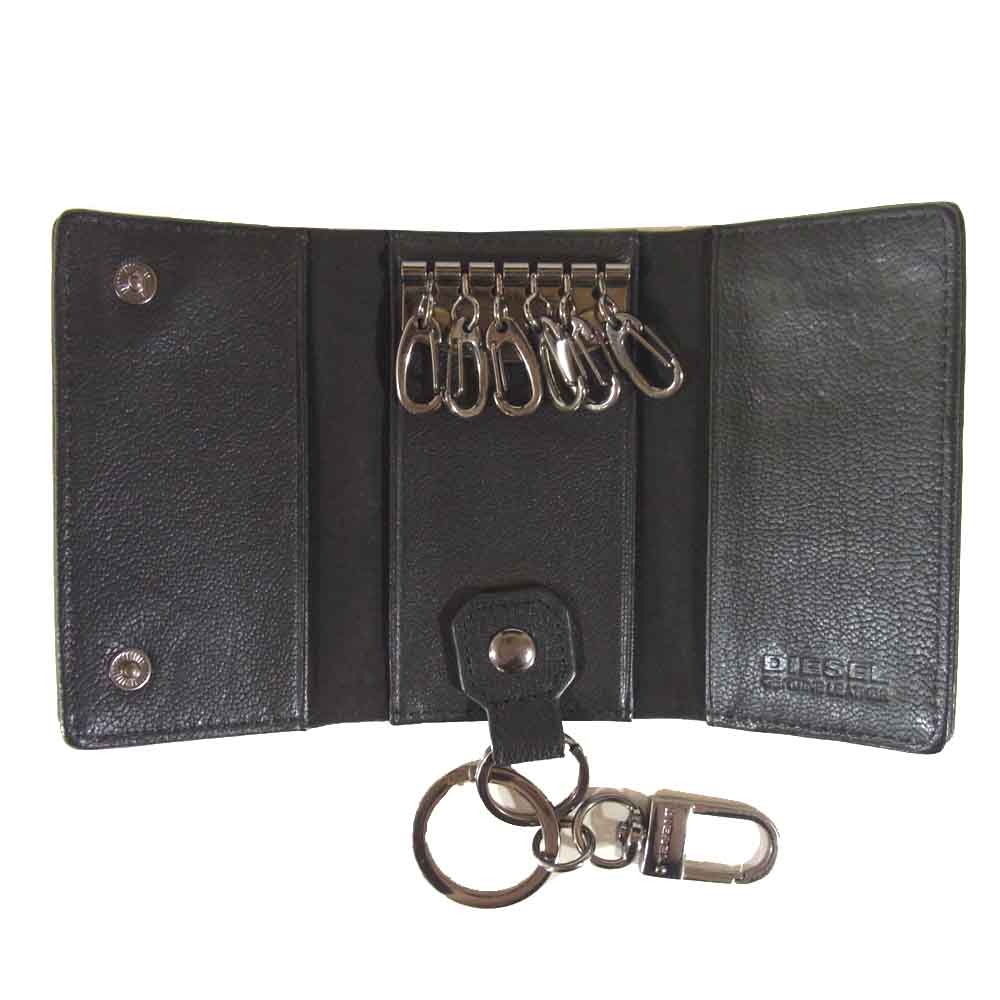 DIESEL ディーゼル X06629 KEYCASE II THEBEIS キーリング付 6連キーケース レザー ブラック系【中古】