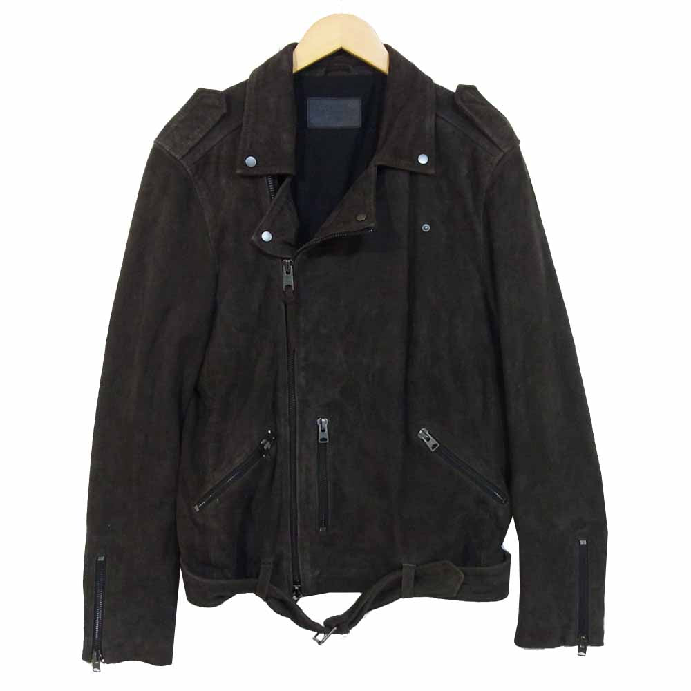 オールセインツ スエードライダースジャケット グレーブラウン系 L【中古】