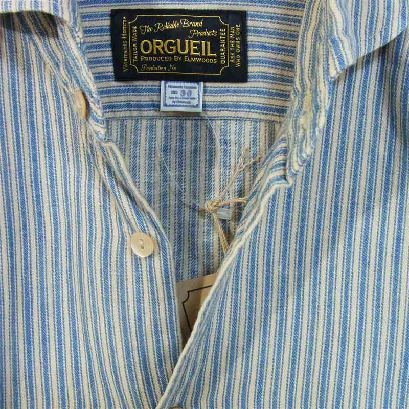 ORGUEIL オルゲイユ OR-5002B Windsor Collar ウィンザーカラー ストライプ シャツ ブルー系 36【美品】【中古】