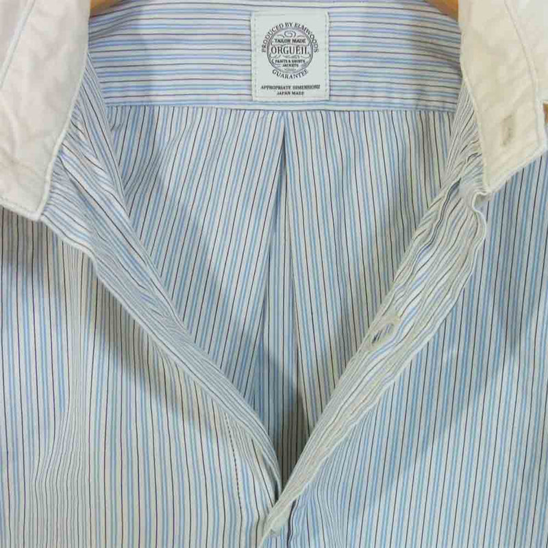 ORGUEIL オルゲイユ OR-5026B Stripe Button Down Shirt ストライプ ボタンダウン シャツ ホワイト×ブルー系 36【中古】