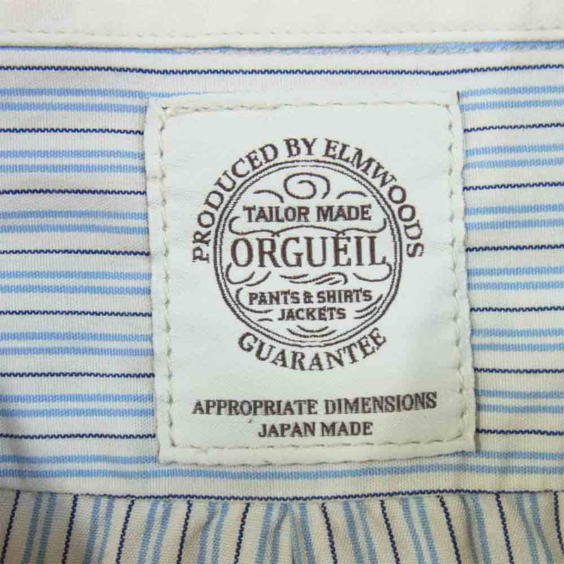 ORGUEIL オルゲイユ OR-5026B Stripe Button Down Shirt ストライプ ボタンダウン シャツ ホワイト×ブルー系 36【中古】