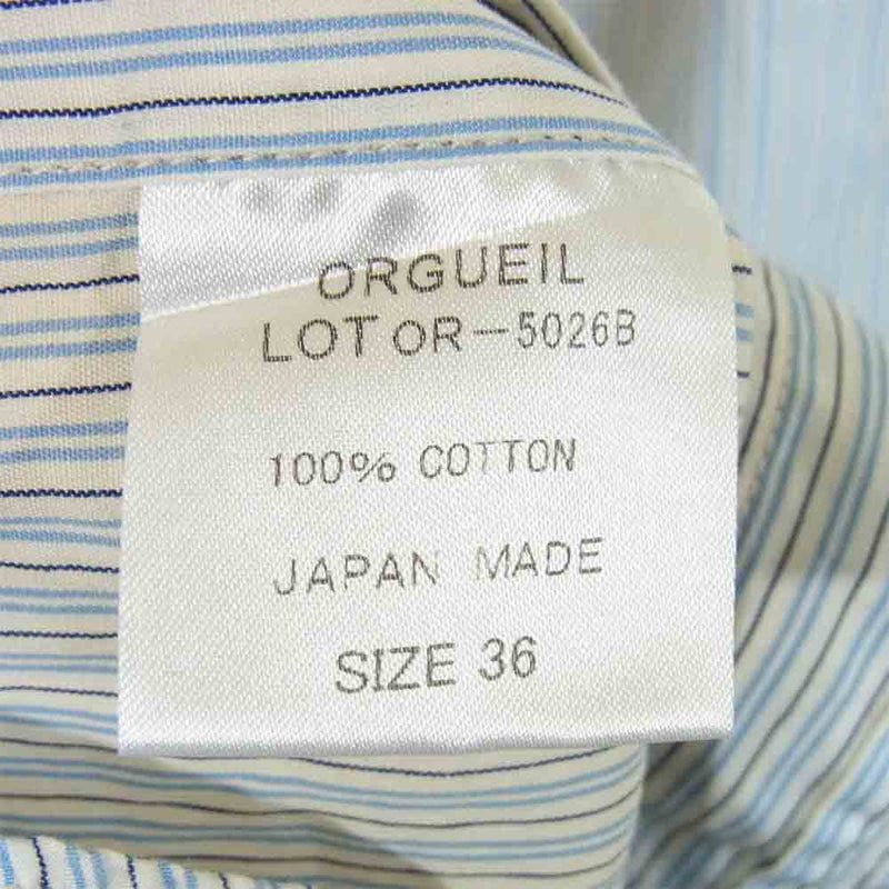 ORGUEIL オルゲイユ OR-5026B Stripe Button Down Shirt ストライプ ボタンダウン シャツ ホワイト×ブルー系 36【中古】