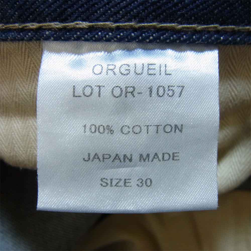 ORGUEIL オルゲイユ OR-1057 Five Poket Jeans One-Wash セルビッチ ワンウォッシュ デニム パンツ インディゴブルー系 30【美品】【中古】