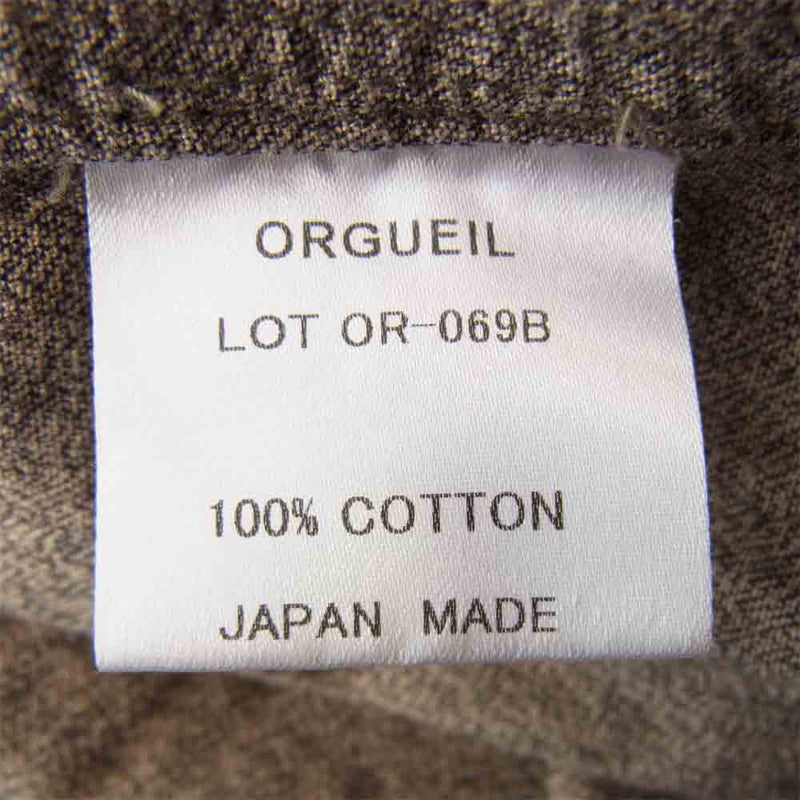 ORGUEIL オルゲイユ OR-069B Button Down Shirt 真鍮ボタン ダウン シャツ グレー系 38【美品】【中古】