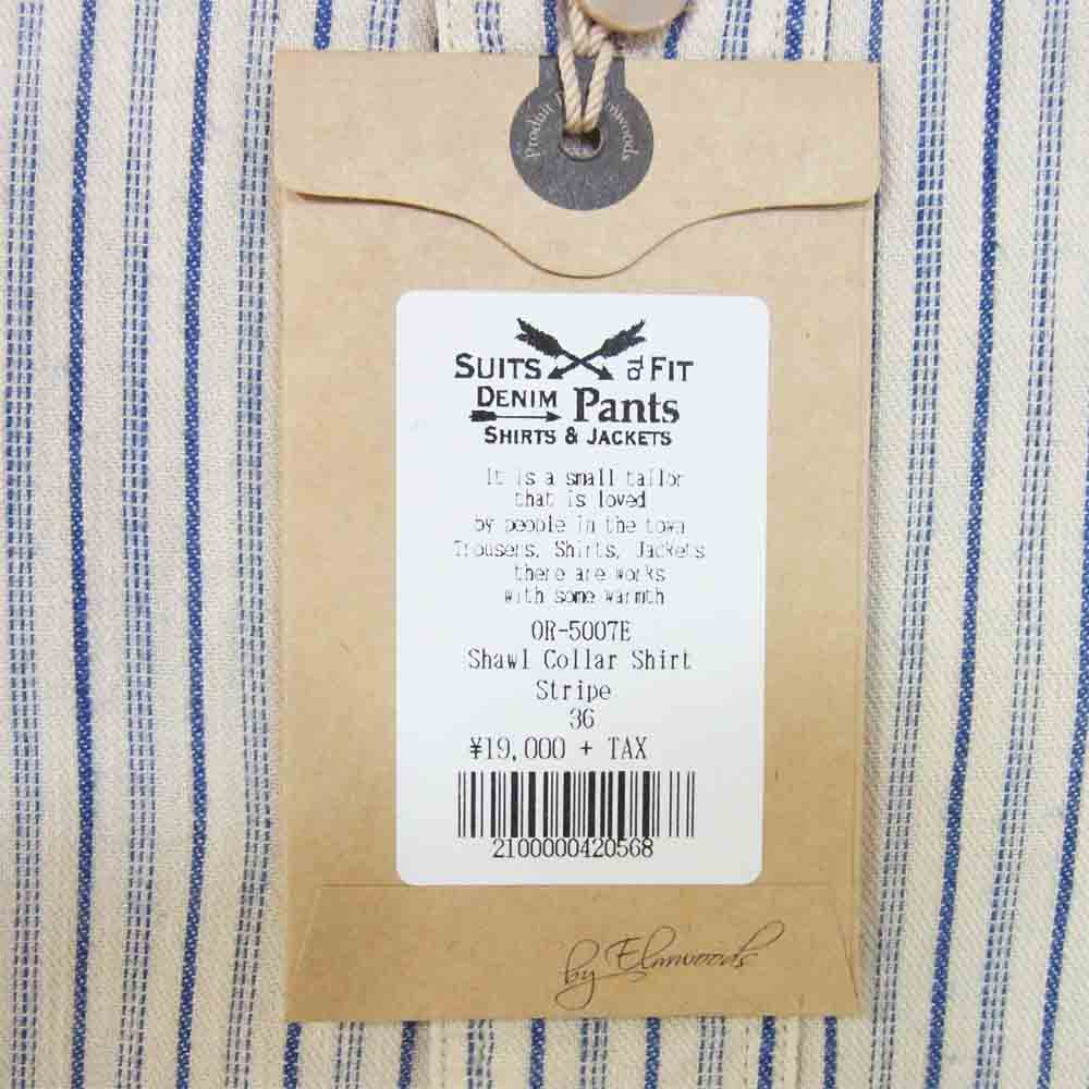 ORGUEIL オルゲイユ OR-5007E Shawl Collar Shirt ショールカラー ストライプ シャツ ブルー系 36【美品】【中古】