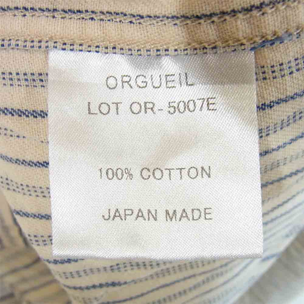 ORGUEIL オルゲイユ OR-5007E Shawl Collar Shirt ショールカラー ストライプ シャツ ブルー系 36【美品】【中古】
