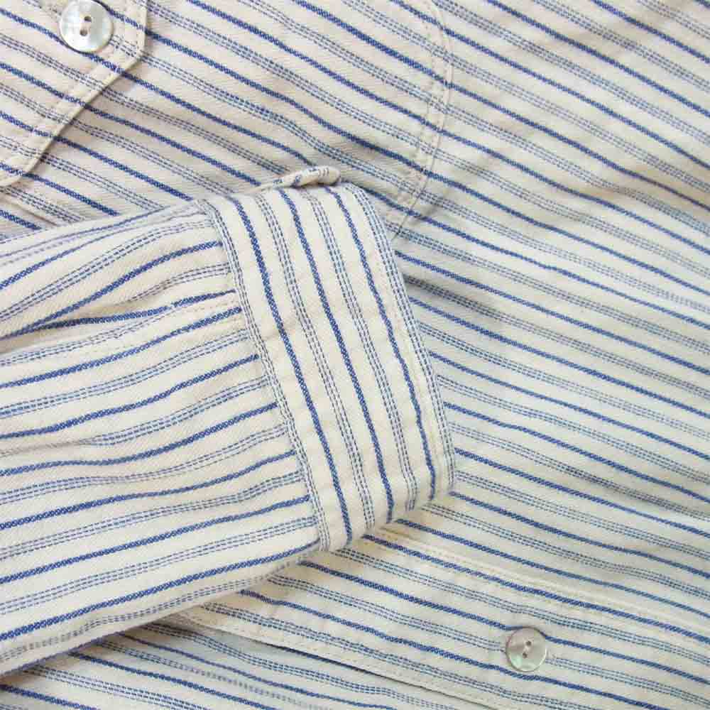 ORGUEIL オルゲイユ OR-5007E Shawl Collar Shirt ショールカラー ストライプ シャツ ブルー系 36【美品】【中古】