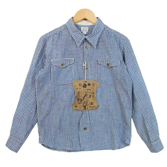 ORGUEIL オルゲイユ OR-070B Classic Work Shirt ギンガムチェック ワークシャツ ブルー系 38【美品】【中古】