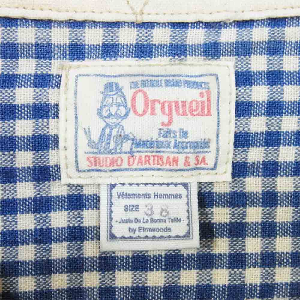 ORGUEIL オルゲイユ OR-070B Classic Work Shirt ギンガムチェック ワークシャツ ブルー系 38【美品】【中古】