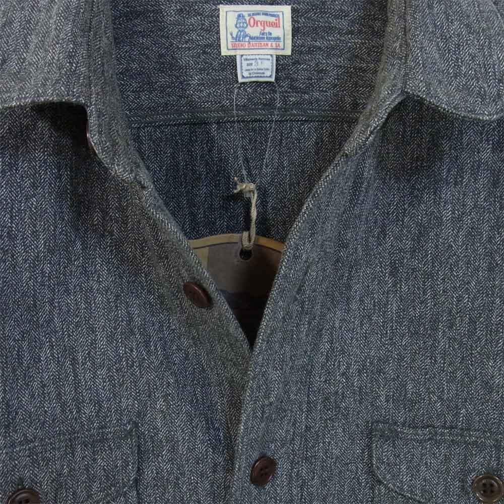 ORGUEIL オルゲイユ OR-004B Refined Work Shirt リファインド ワーク シャツ グレー系 38【美品】【中古】