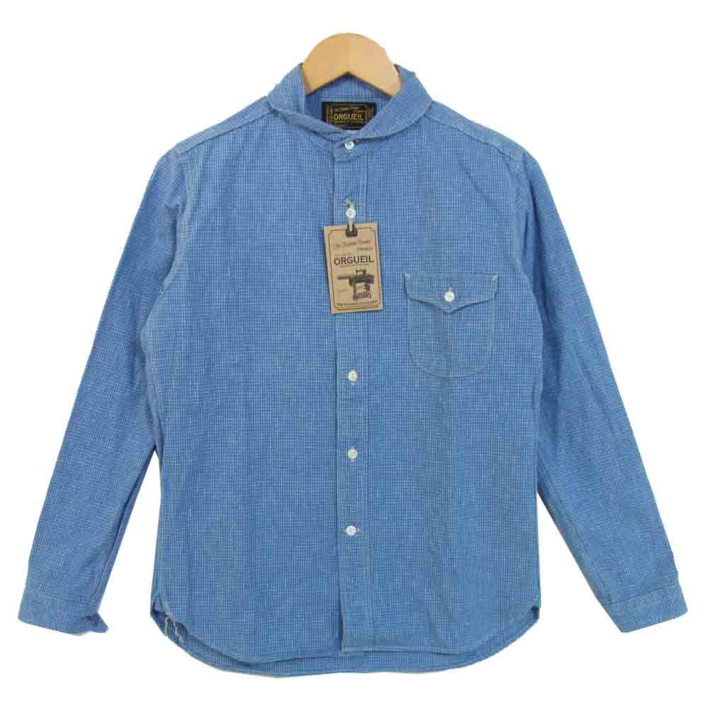ORGUEIL オルゲイユ OR-5007F 未使用品 Shawl Collar Shirt ショールカラー シャツ インディゴブルー系 36【極上美品】【中古】