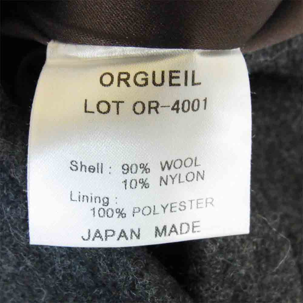 ORGUEIL オルゲイユ OR4001 Mackinaw Jacket マッキーノ ジャケット フロントベルト ウール コート グレー系 38【美品】【中古】