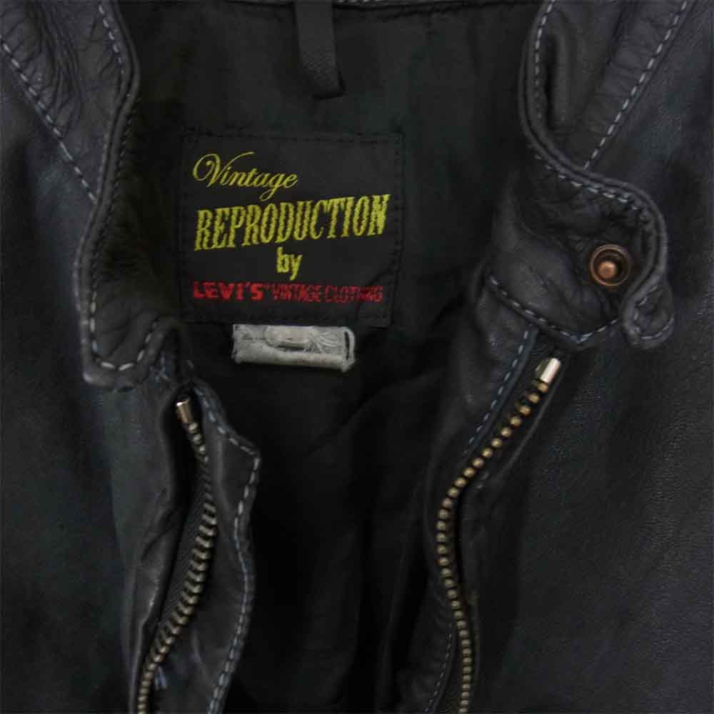 Levi's リーバイス イタリア製 LVC J-100型 レザー 加工 シングル ライダースジャケット ブラック系【中古】
