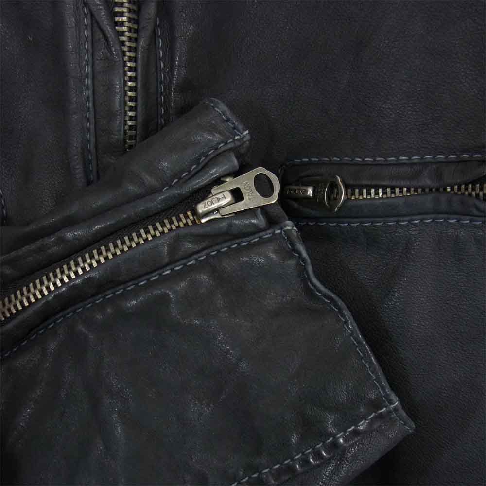 Levi's リーバイス イタリア製 LVC J-100型 レザー 加工 シングル ライダースジャケット ブラック系【中古】