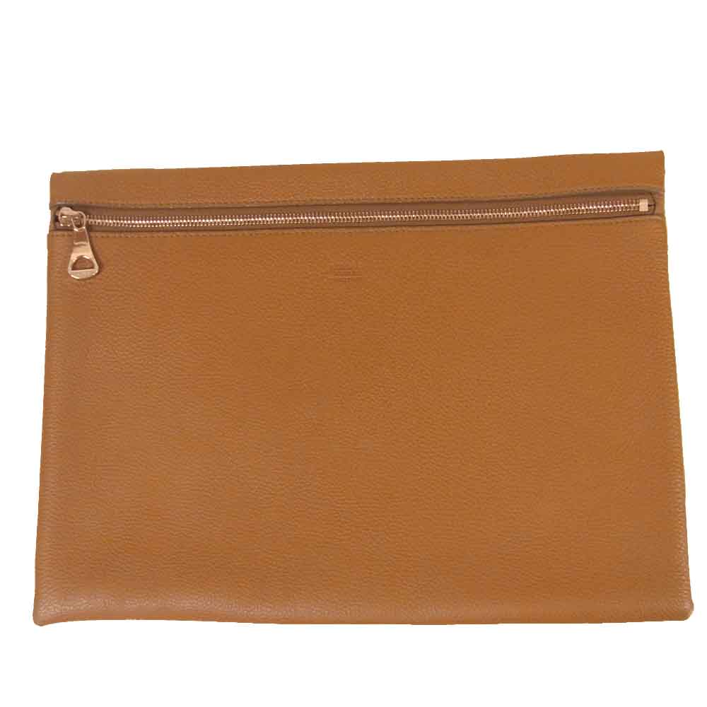 イタダキ レザー クラッチ バッグ ブラウン系【美品】【中古】