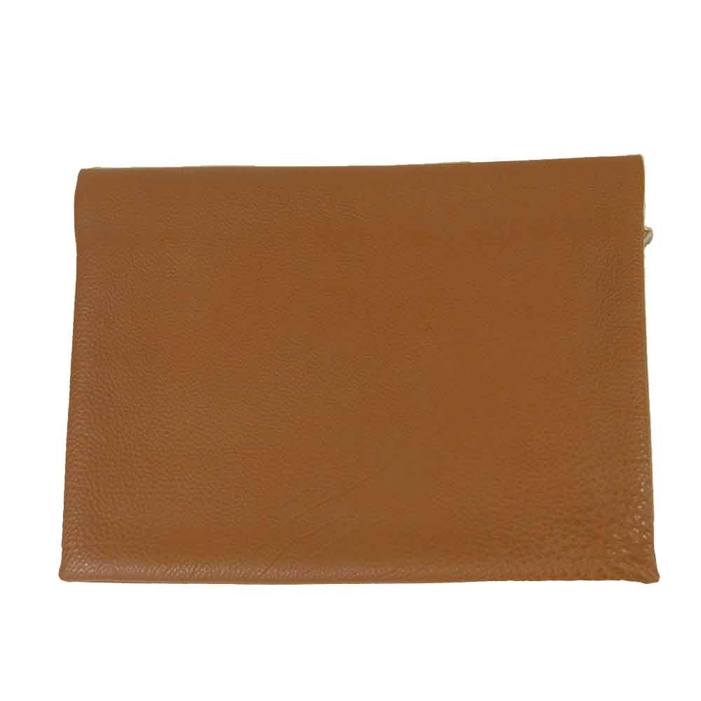 イタダキ レザー クラッチ バッグ ブラウン系【美品】【中古】