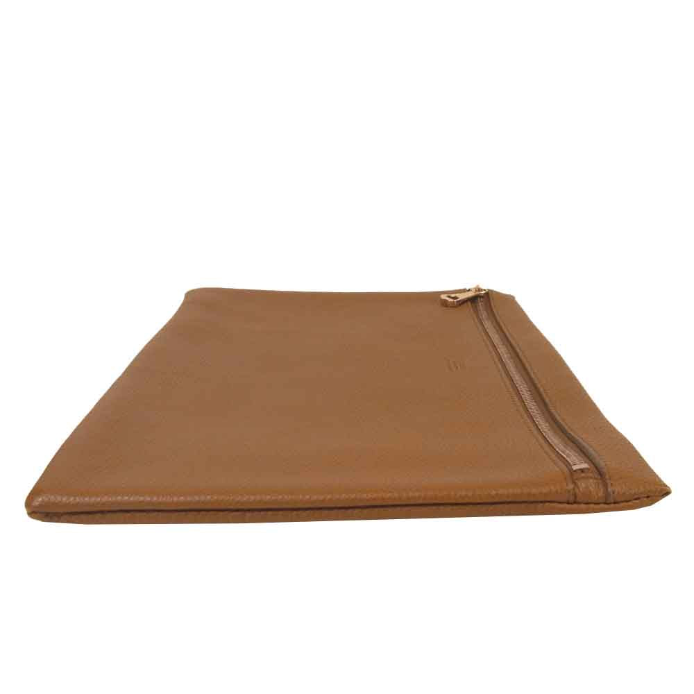 イタダキ レザー クラッチ バッグ ブラウン系【美品】【中古】
