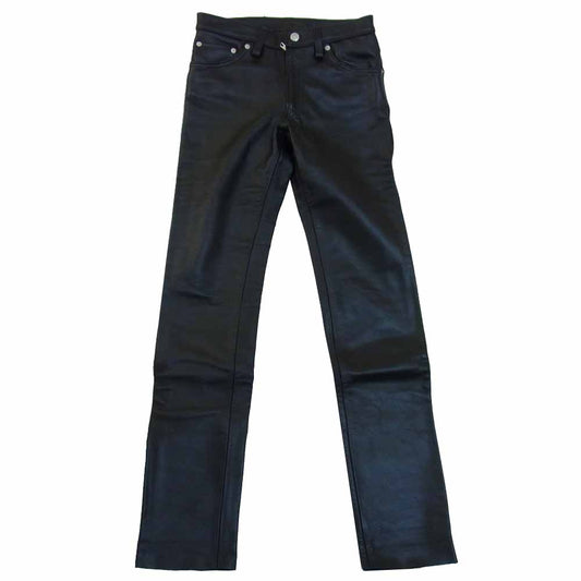 トリプルシックス 英国製 ステアハイド レザー ジーンズ パンツ ブラック系 26【美品】【中古】
